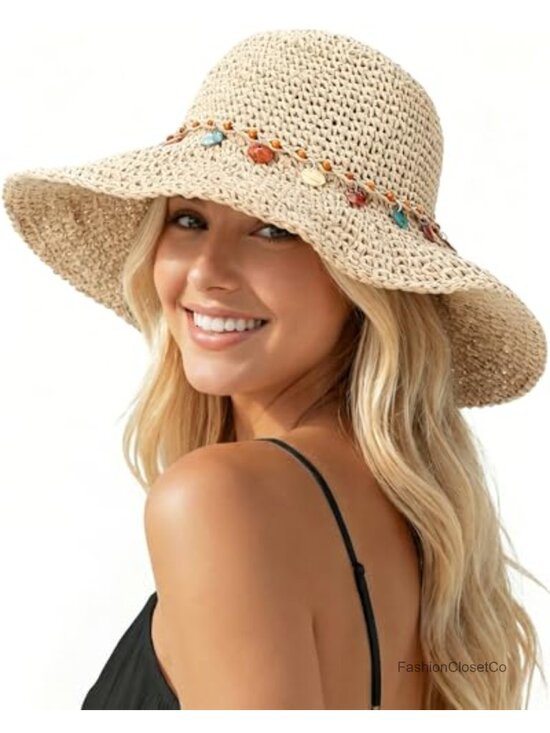 Accessories - Handcrafted Paper Straw Bucket Hat with UPF 50+ Sun Protection, Foldable &